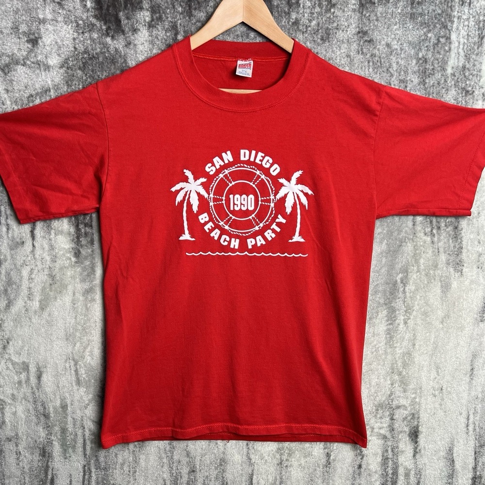 Vintage 90s San Diego Beach Party Graphic Single Stitch Tee XL T-Shirt